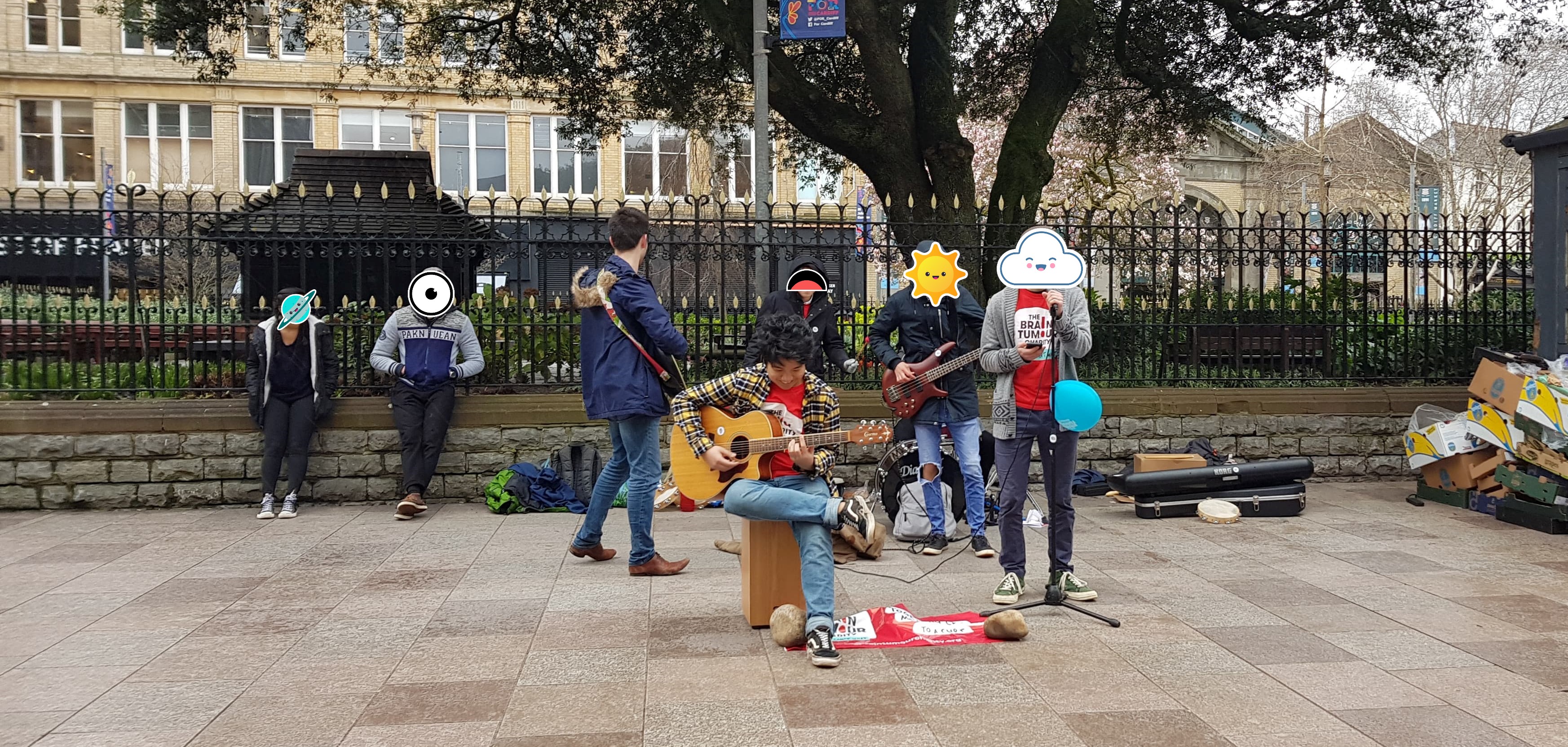 Me and a few others busking for the Brain Tumour Charity outside St David's in Cardiff