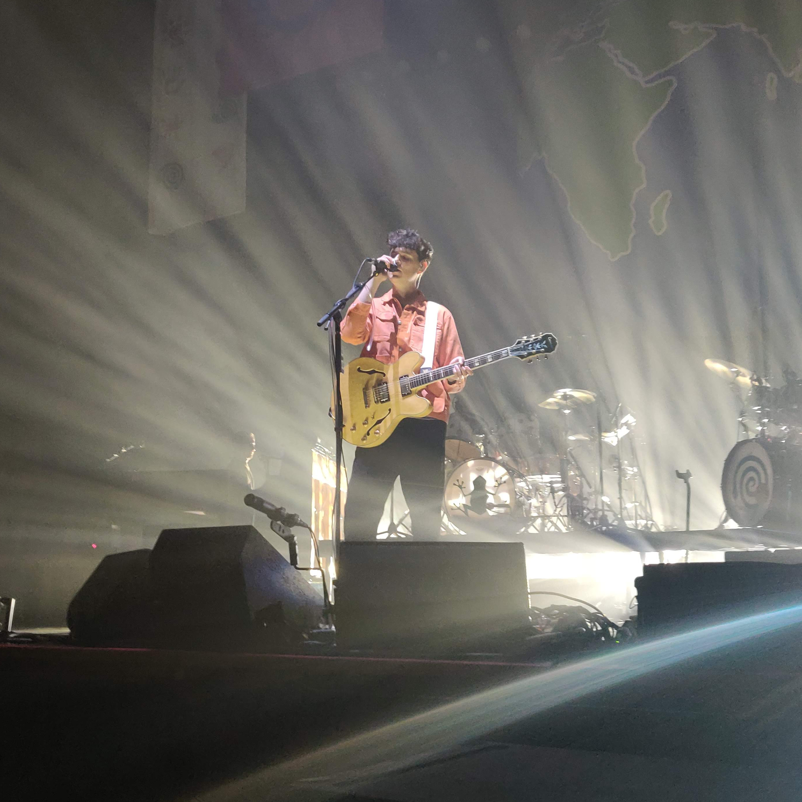 A picture of Vampire Weekend's principal songwriter, singer and guitarist in concert at Usher Hall, Edinburgh a year ago